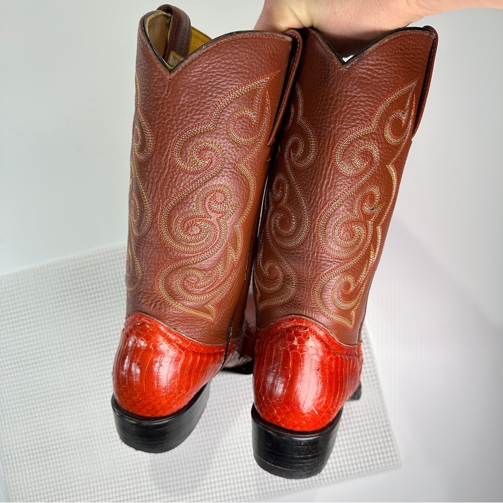 African Boot Co western python leather cowboy boo… - image 6